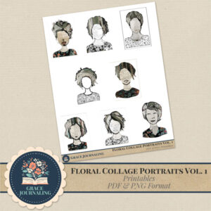 Floral Collage Portraits | PDF & PNG Printable